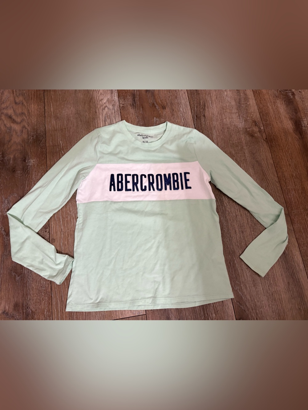 abercrombie kids Mint Green Long-Sleeve Tee with White Logo Panel